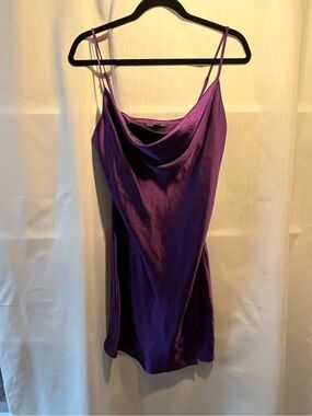 Dynamite Purple Satin Cowl Slip Dress